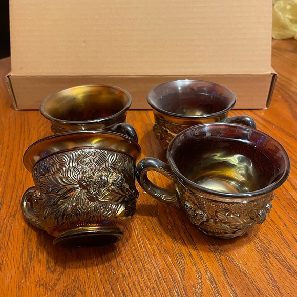 Kitchen Vintage Carnival Glass Coffee Cups Set Of 4 Poshmark